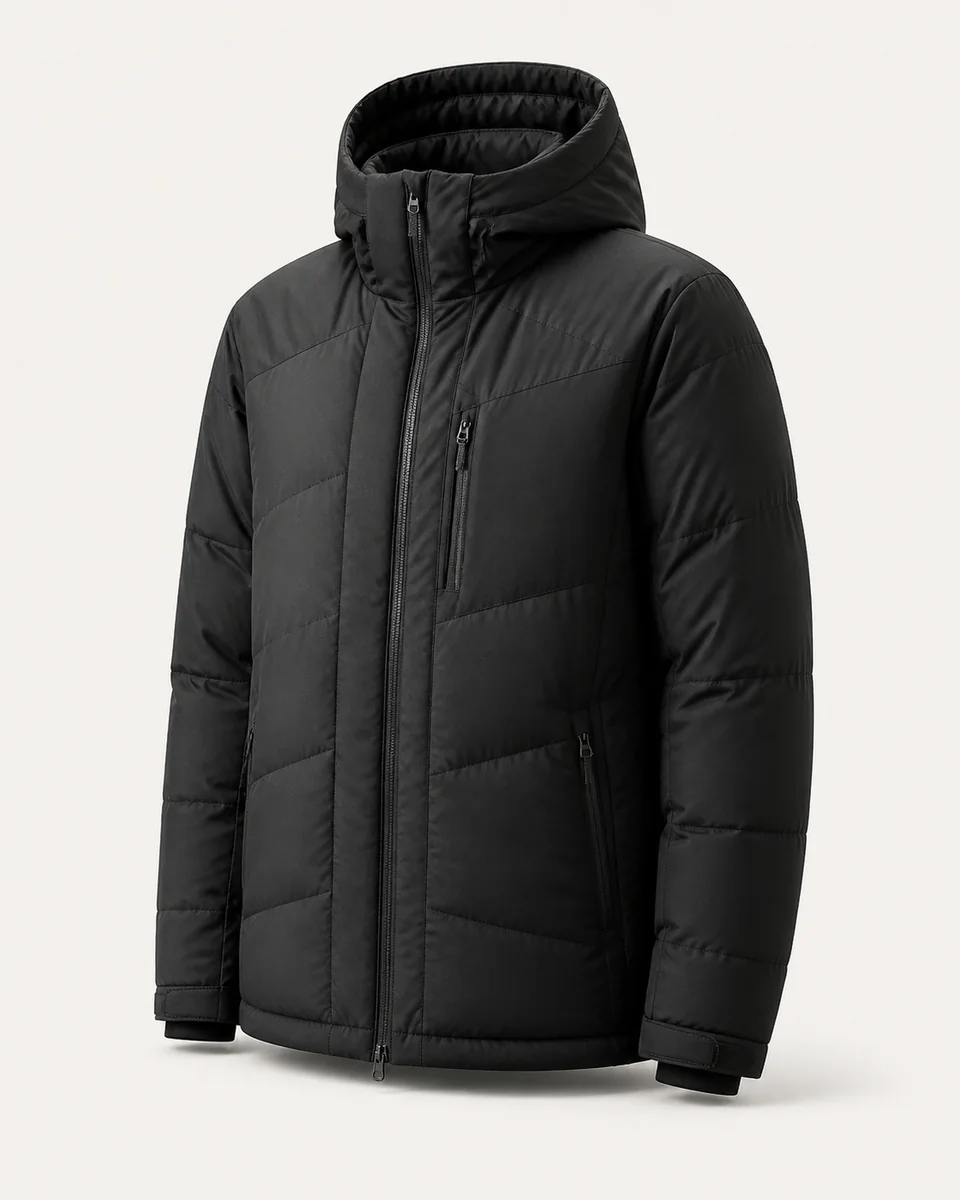 Black insulated jacket used in the ShopDash demo scenario